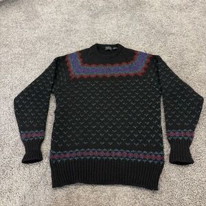 VTG Byford Enzo Wool Sweater Large Black Birdseye Knit Made In England 80s True